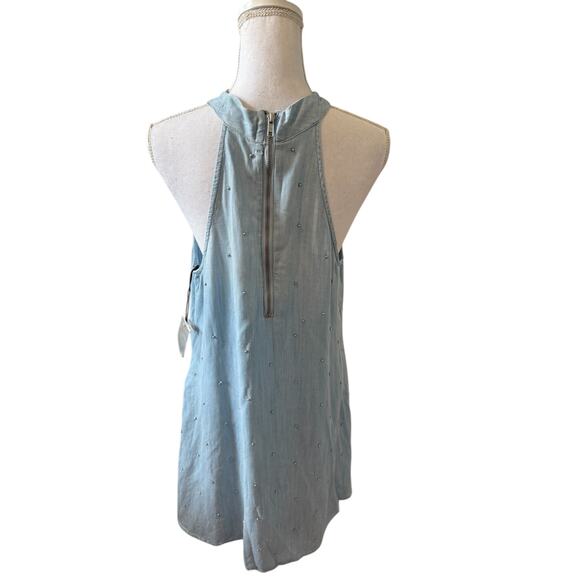 Cloth & Stone Casual Chambray Halter Dress Blue M - Picture 4 of 9